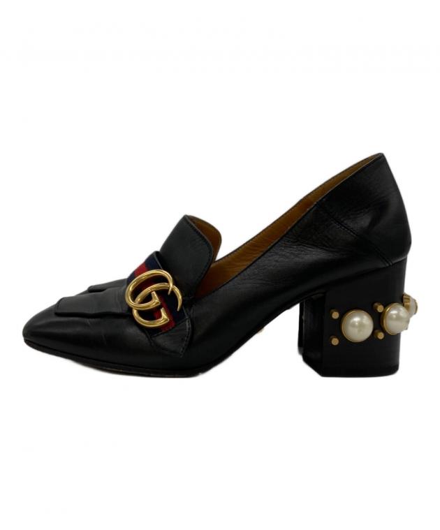 中古・古着通販】GUCCI (グッチ) GGマーモントレザーパンプス ブラック