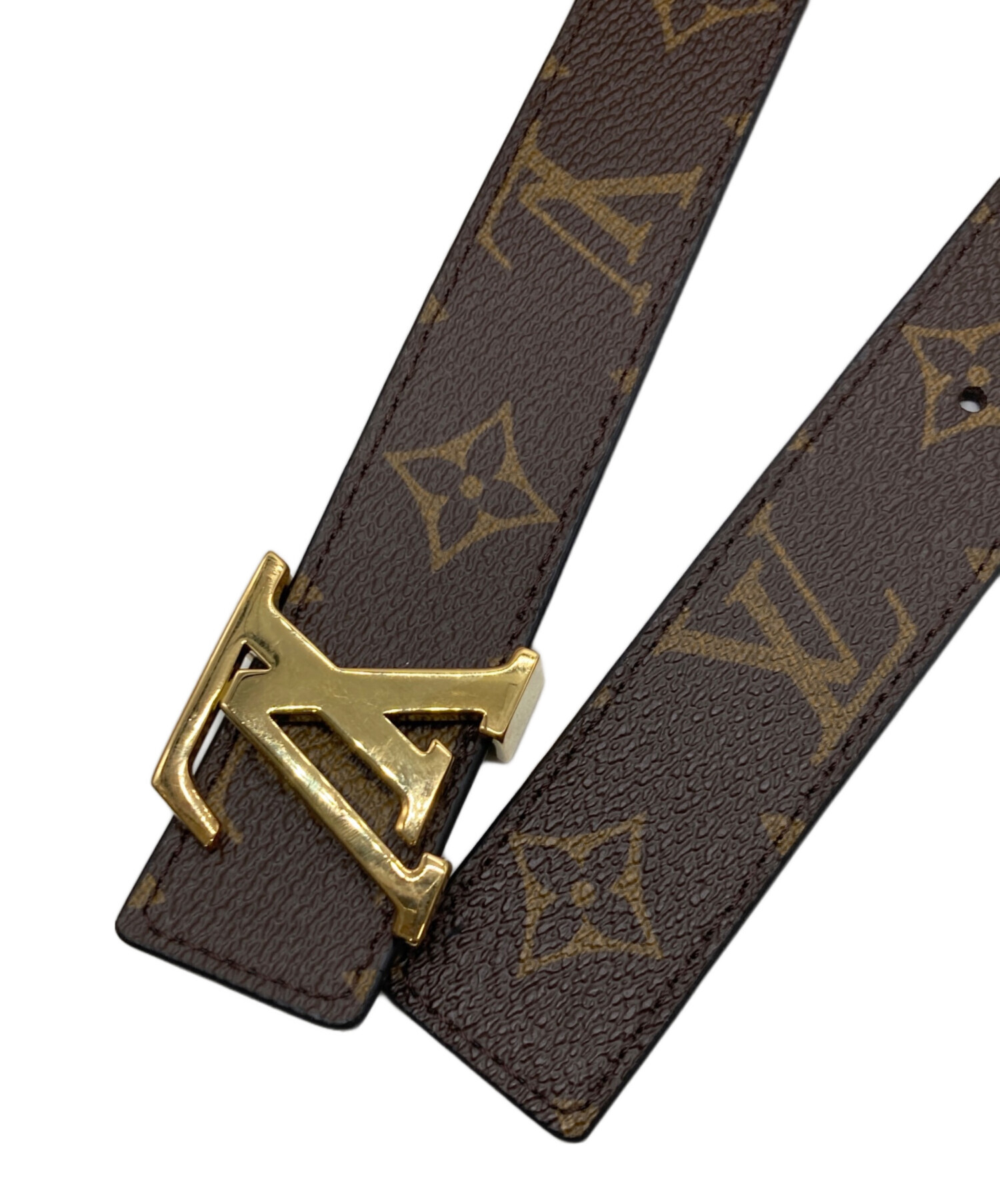 Louis Vuitton ブラウンレザーベルト 中古・古着通販】LOUIS VUITTON (ルイ ヴィトン) レザーベルト