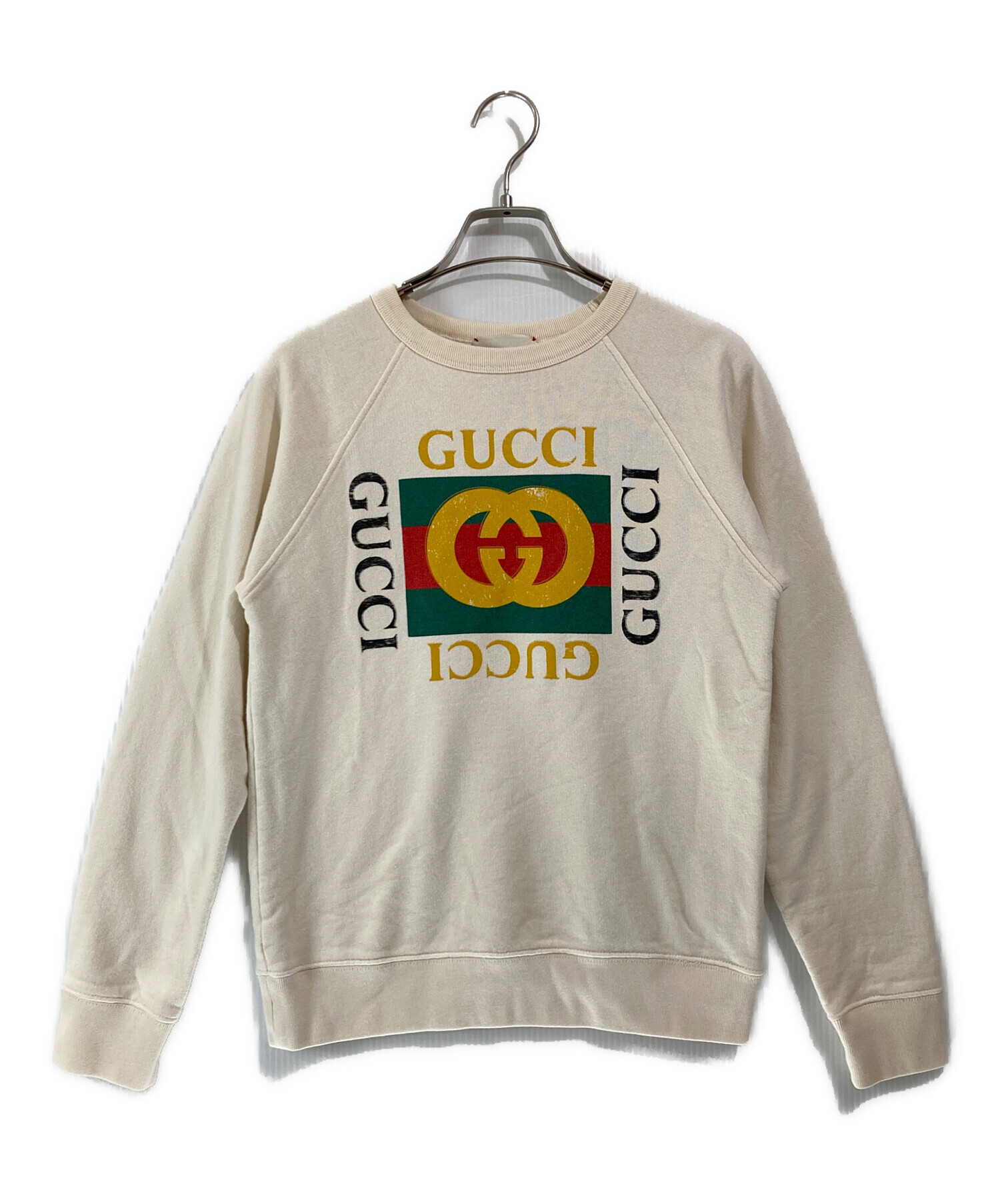 中古・古着通販】GUCCI (グッチ) ロゴスウェットシャツ ベージュ