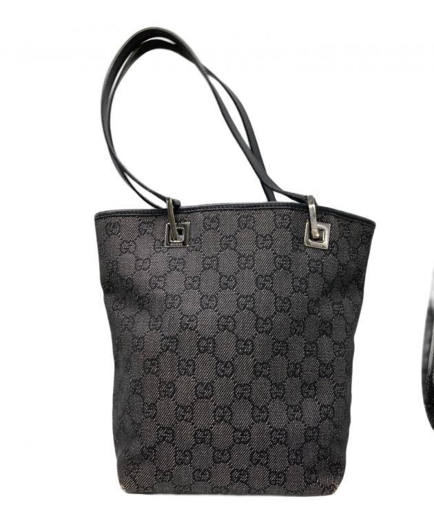 GUCCI グッチ GGキャンバス トートバッグ ブラック 中古 中古・古着通販】GUCCI (グッチ) GGキャンバストートバッグ ブラック