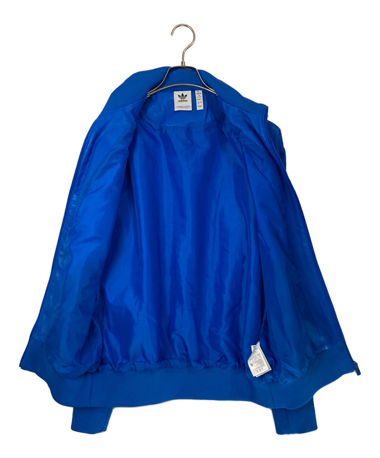  ファイヤーバード フェイクレザー トラックジャケット ブルー XL 中古・古着通販】adidas (アディダス) フェイクレザー アディカラー