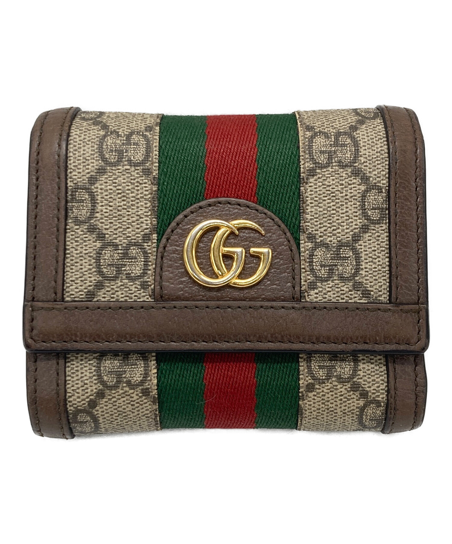 中古・古着通販】GUCCI (グッチ) オフディア3つ折り財布 ベージュ 