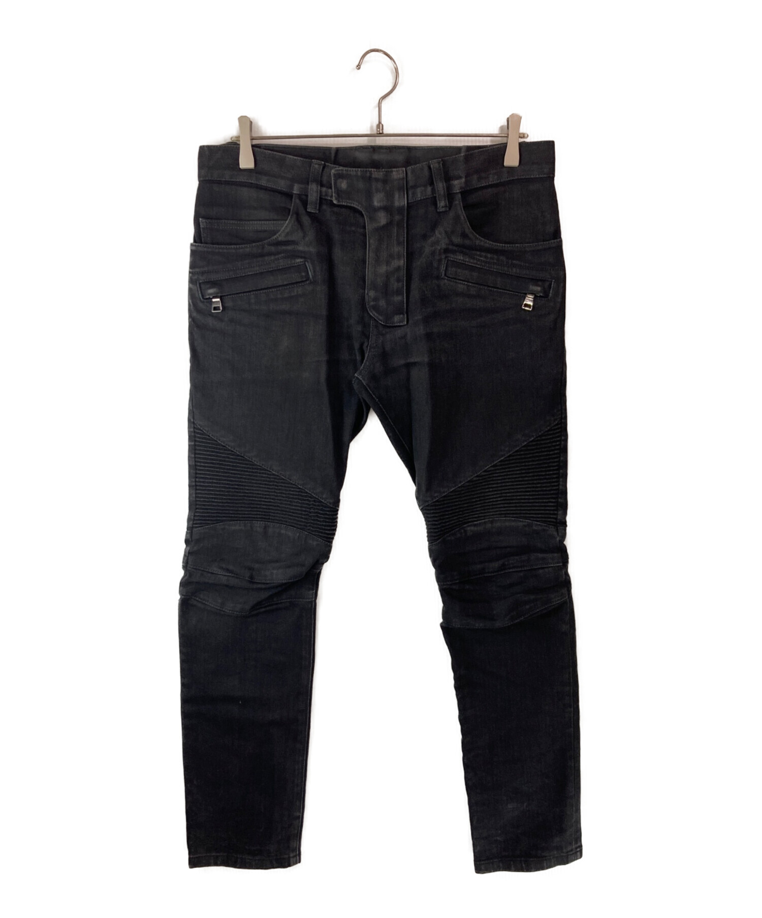 中古・古着通販】BALMAIN (バルマン) バイカーデニムパンツ ブラック