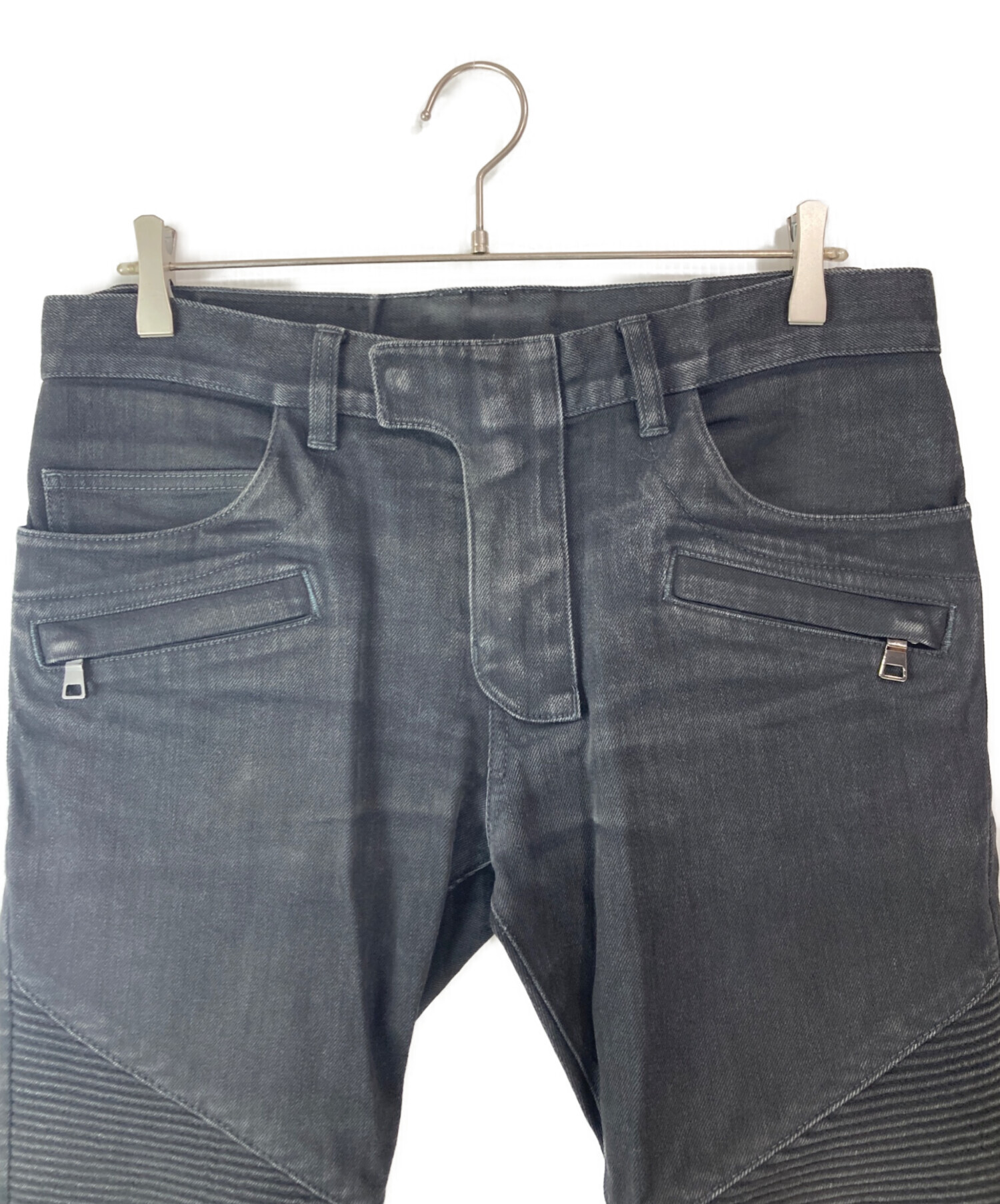 中古・古着通販】BALMAIN (バルマン) バイカーデニムパンツ ブラック