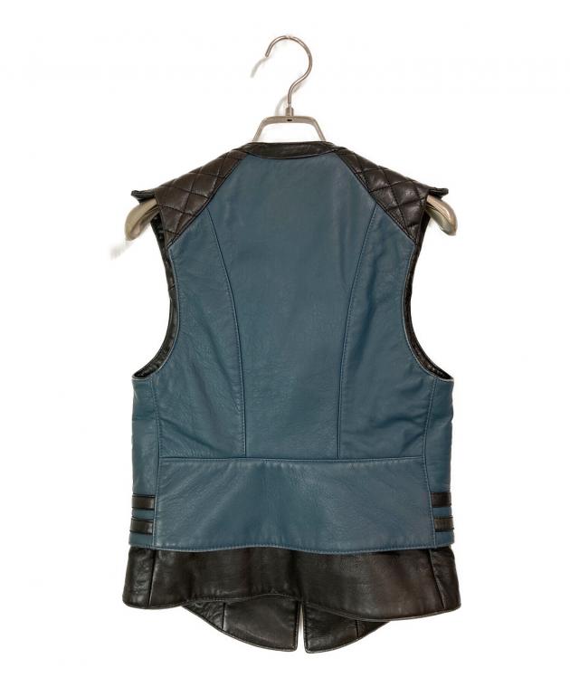 BALENCIAGA - BALENCIAGA バレンシアガ ベスト/ノースリーブ 38(S位) 青 【古着】【中古】 中古・古着通販】BALENCIAGA (バレンシアガ) シープレザーライダース