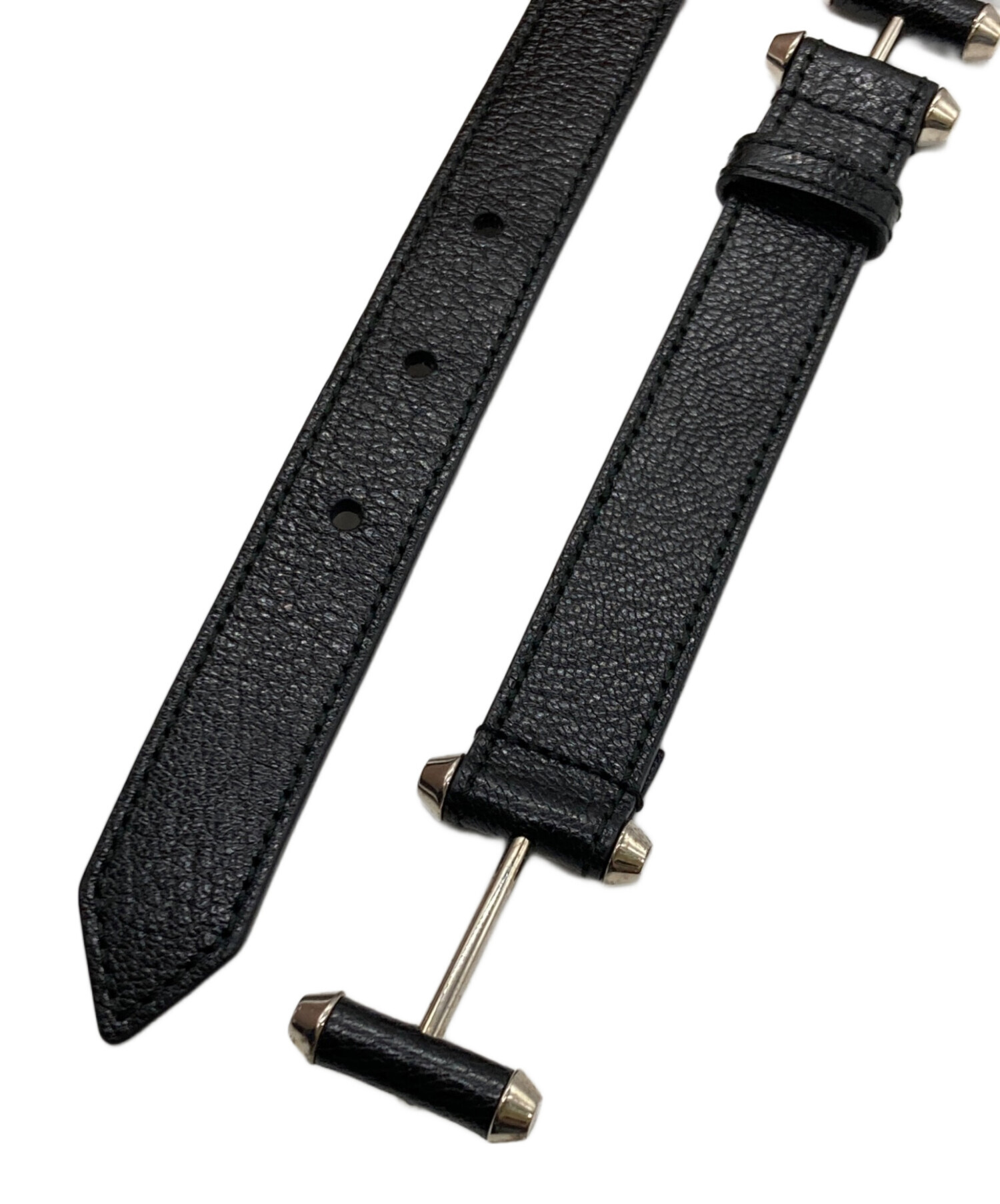 未使用BALENCIAGA ブラックレザーベルト 中古・古着通販】BALENCIAGA (バレンシアガ) レザーベルト ブラック