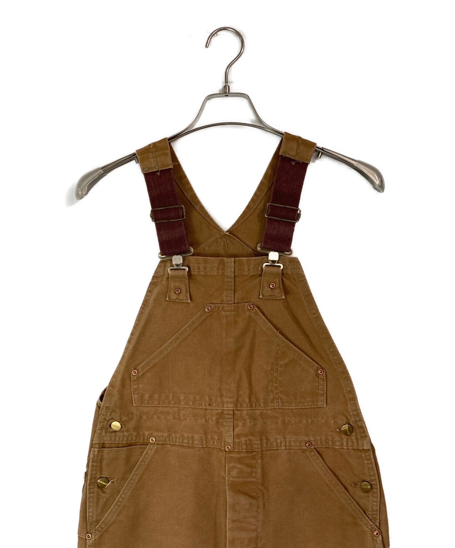 A*N様 Carhartt ダブルニー オーバーオール ブラウン w50 激太 中古・古着通販】CarHartt (カーハート) 60~70'sダブルニー