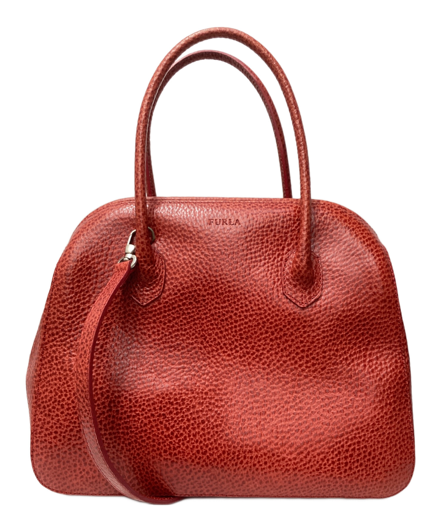 中古・古着通販】FURLA (フルラ) 型押し2WAYバッグ レッド｜ブランド