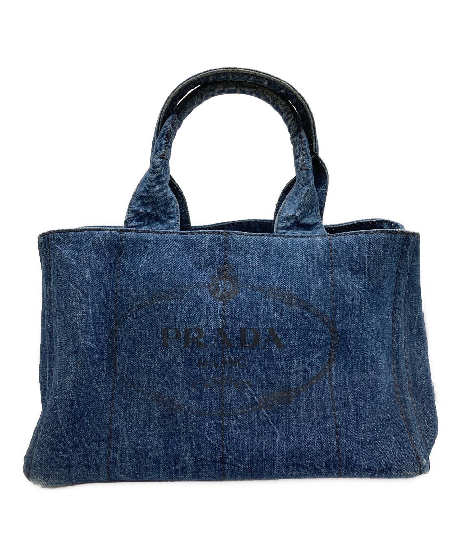中古・古着通販】PRADA (プラダ) デニムカナパトートバッグM