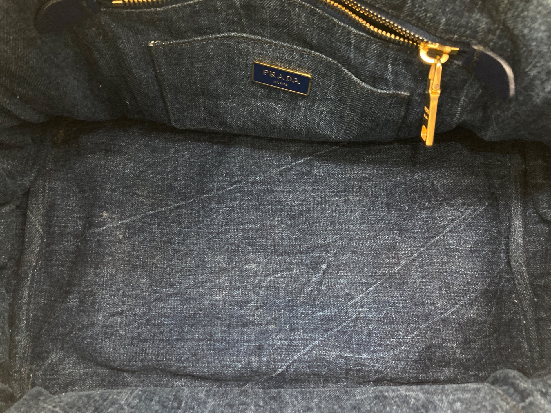 中古・古着通販】PRADA (プラダ) デニムカナパトートバッグM
