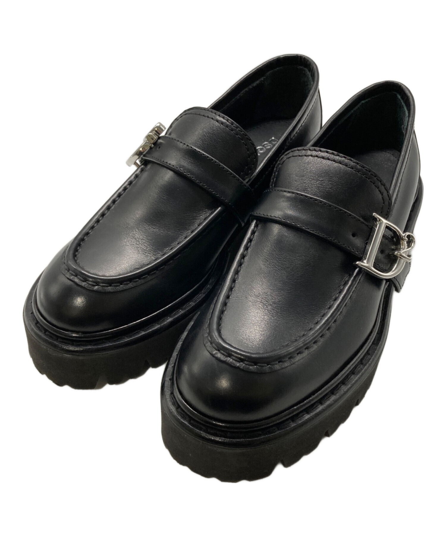 【新品未使用】DSQUARED2 ファー付きブラックドレス 中古・古着通販】DSQUARED2 (ディースクエアード) 厚底ローファー