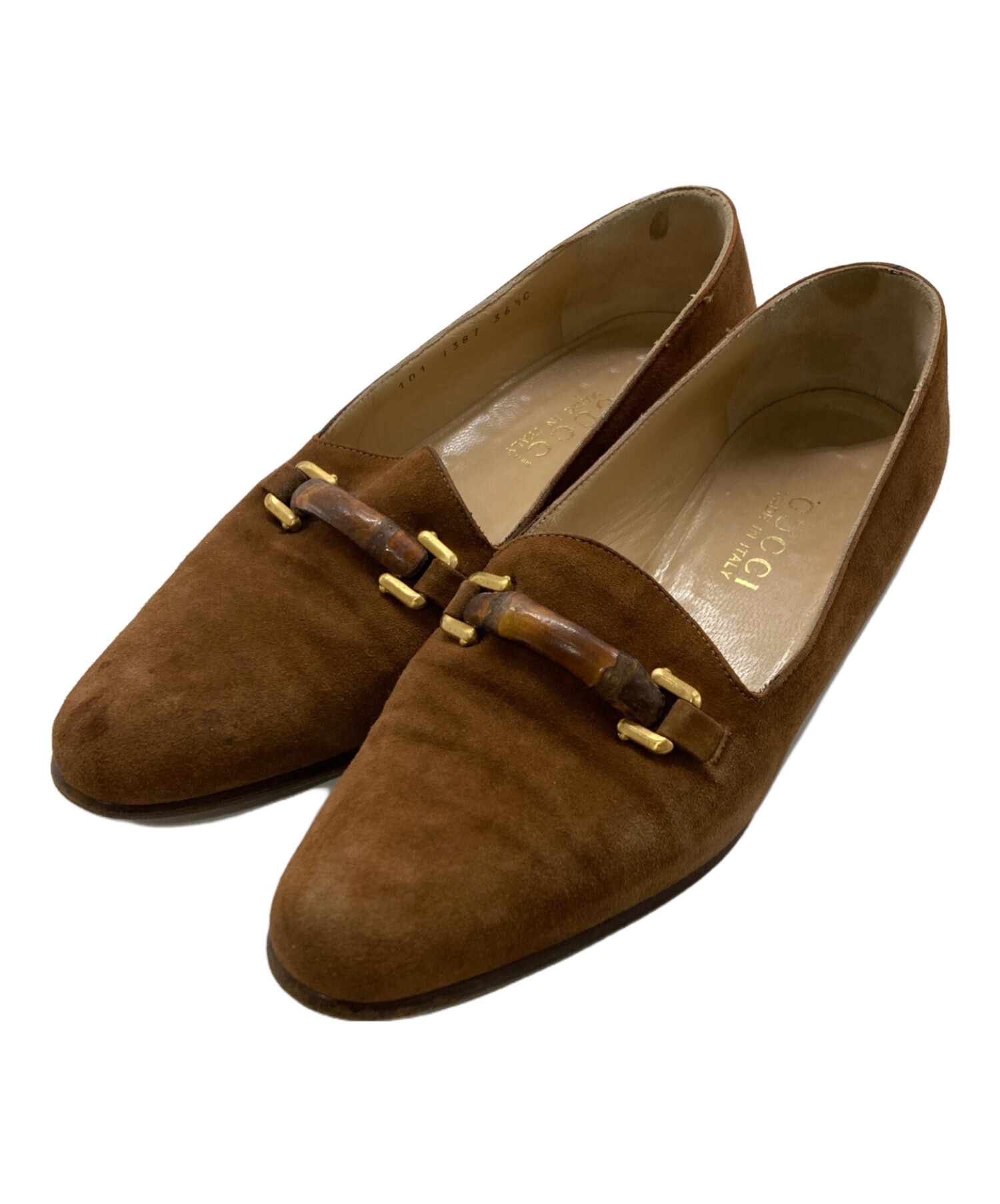 中古・古着通販】GUCCI (グッチ) スエードバンブービットローファー