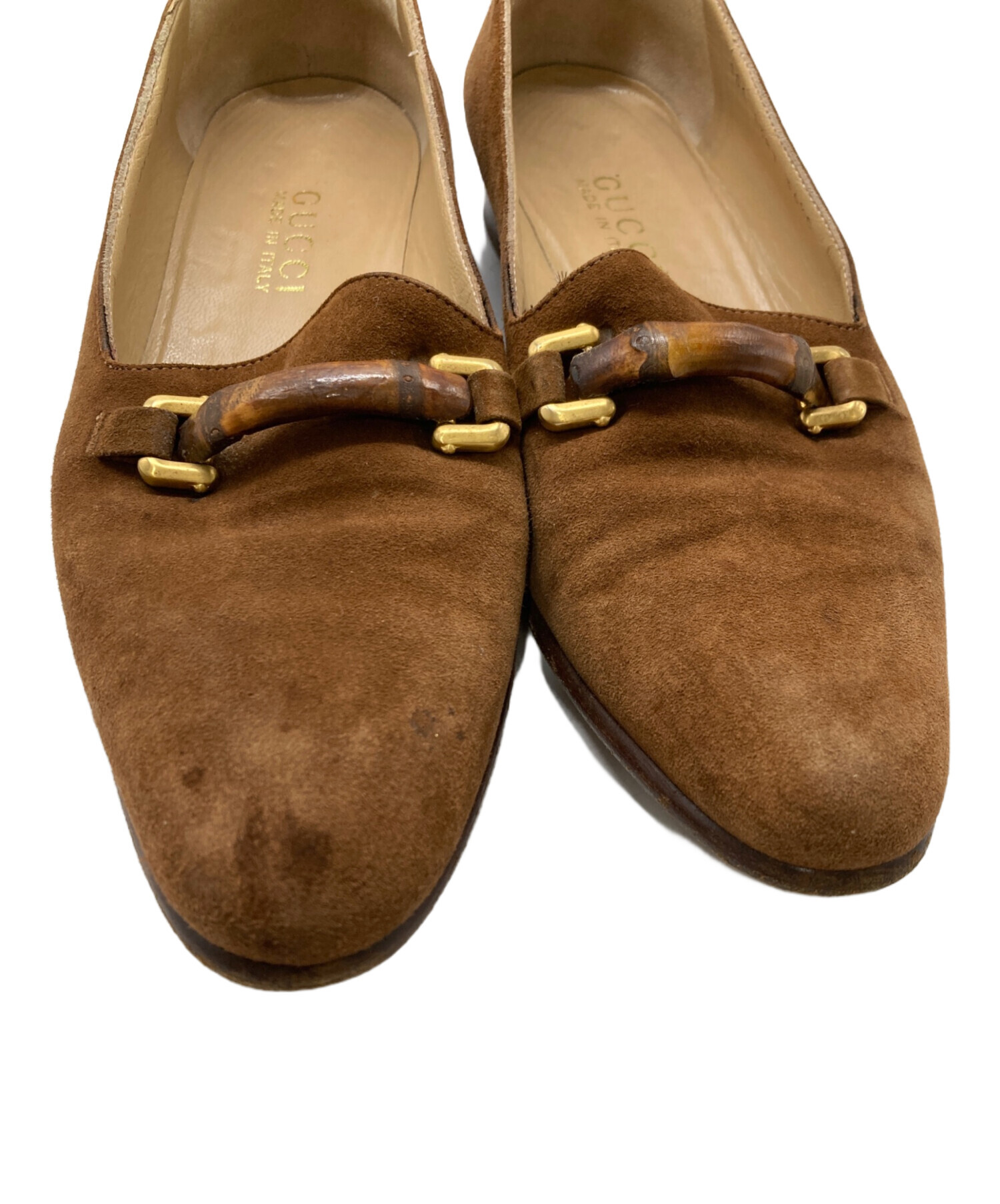 中古・古着通販】GUCCI (グッチ) スエードバンブービットローファー
