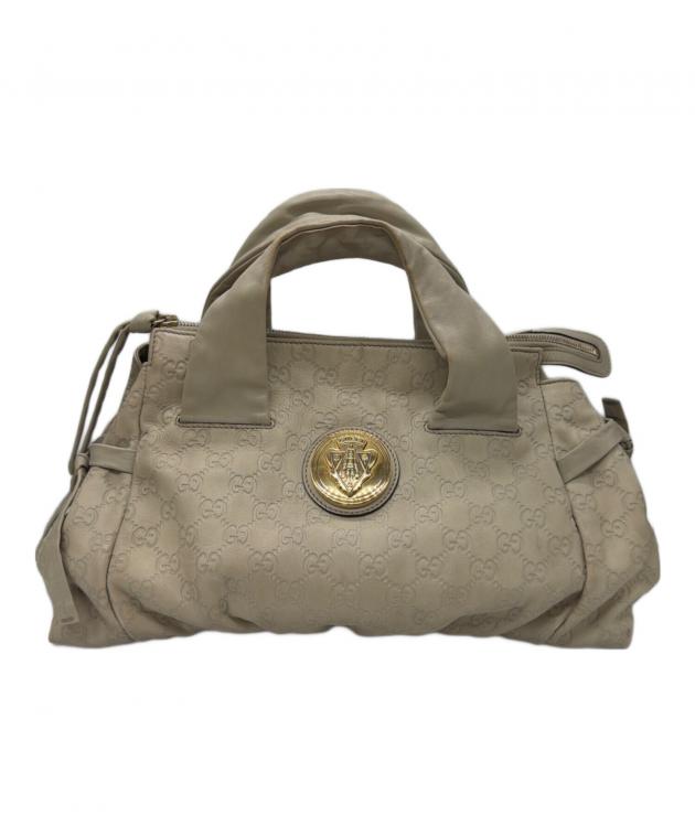 中古・古着通販】GUCCI (グッチ) ロゴプレートハンドバッグ ホワイト