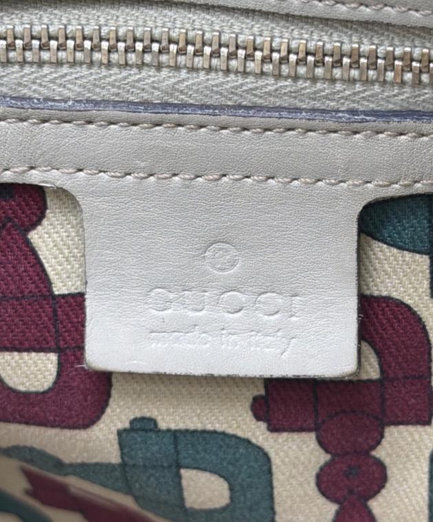 中古・古着通販】GUCCI (グッチ) ロゴプレートハンドバッグ ホワイト