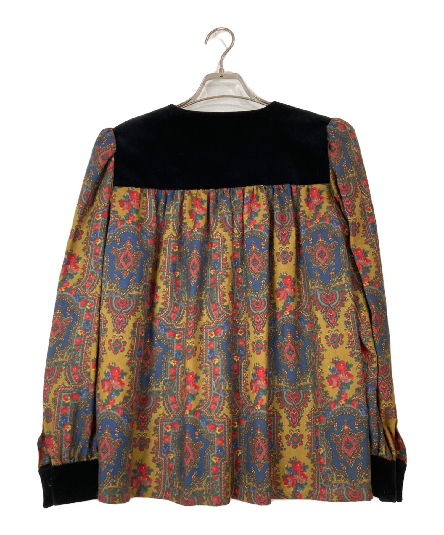 レディース Yves Saint Laurent シャツ ベロア切替 花柄 M ドッキング
