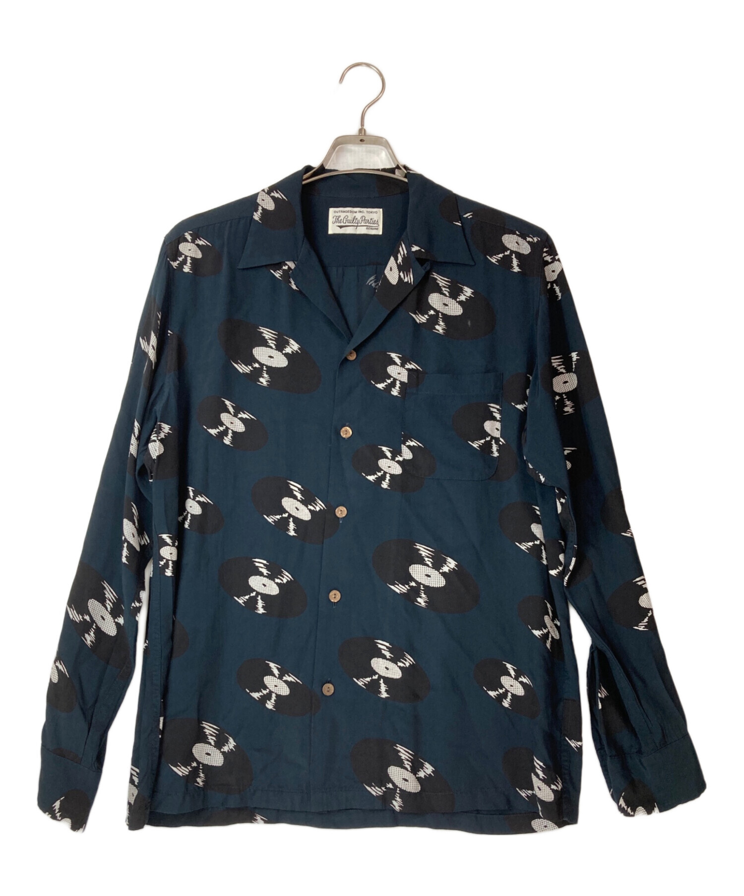 WACKO MARIA ワコマリア カジュアルシャツ L 水色x黒(豹柄) 【古着】【中古】 中古・古着通販】WACKO MARIA (ワコマリア) RECORDS HAWAIIAN L/S