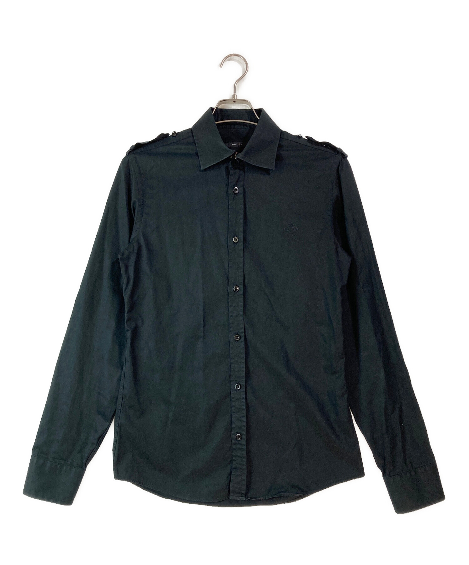 GUCCI グッチ　ブラック 長袖シャツ M 新品未使用 中古・古着通販】GUCCI (グッチ) 長袖エポレットシャツ ブラック
