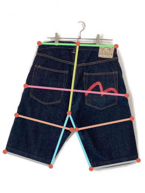 中古・古着通販】EVISU (エヴィス) 濃紺カモメデニムハーフパンツ/7001