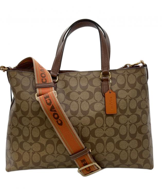 コーチ トートバッグ 2way ブラウン キャンバス 21602 中古・古着通販】COACH (コーチ) ローガン キャリーオール