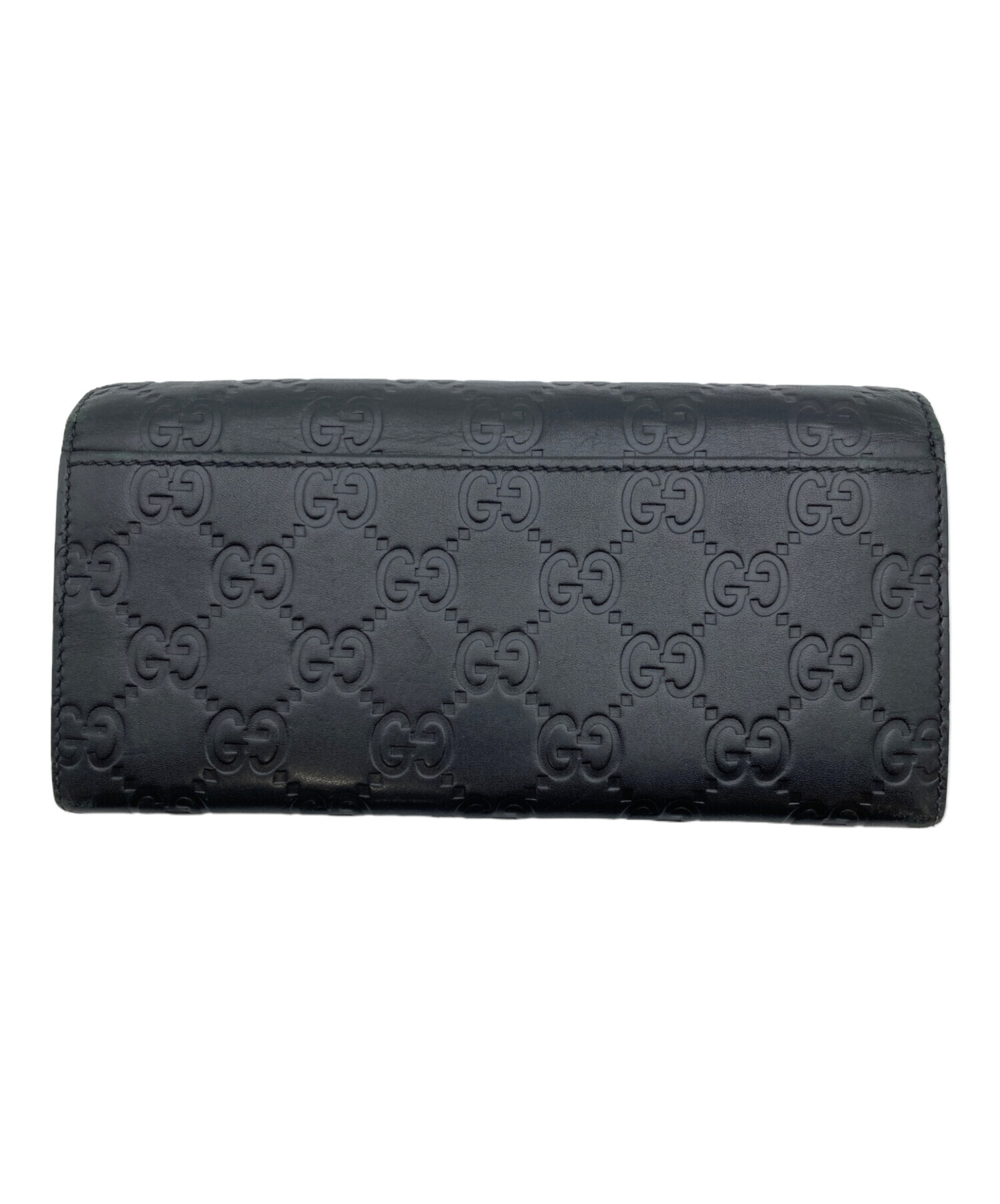 中古・古着通販】GUCCI (グッチ) グッチシマ レザー長財布 ブラック