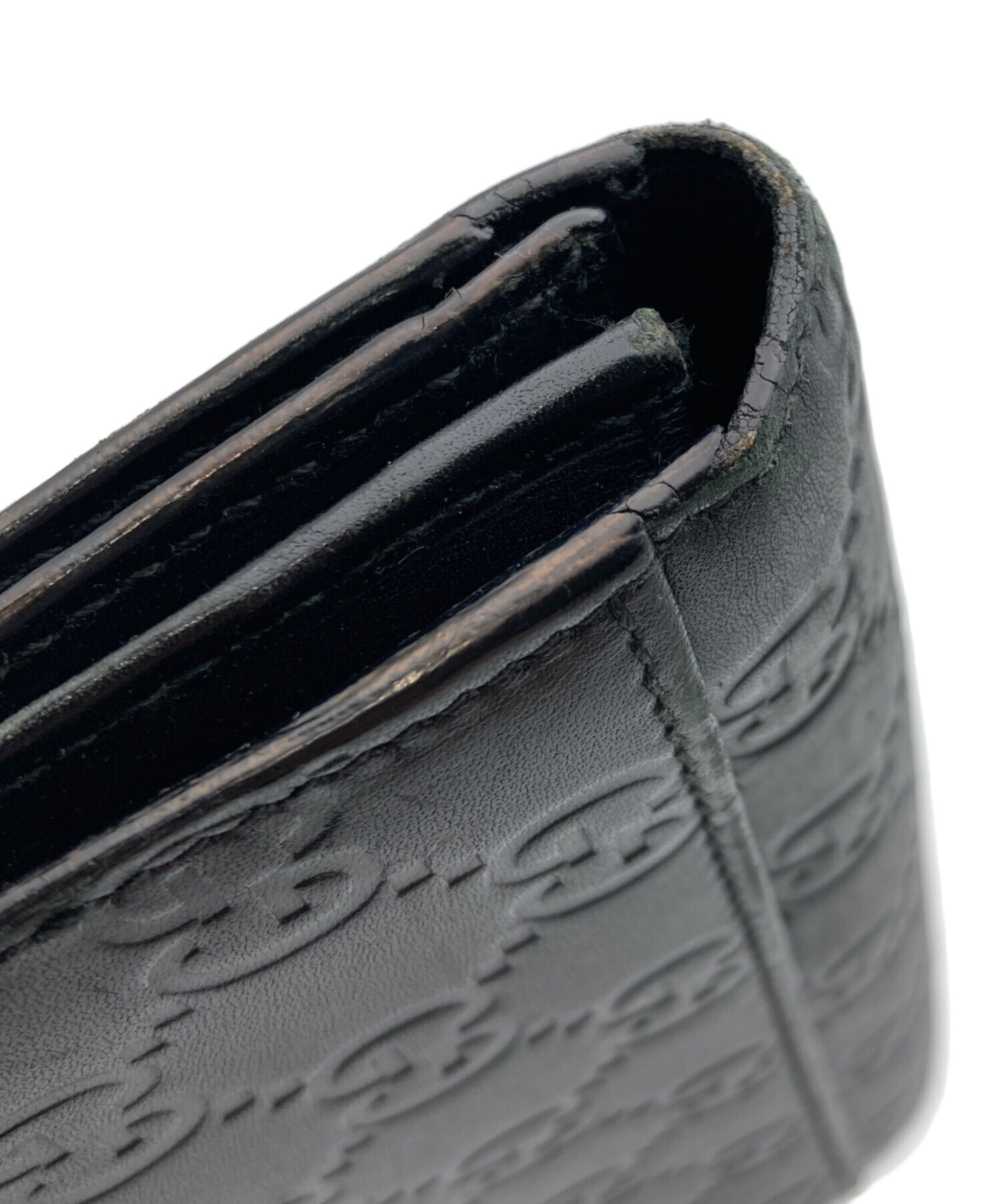 中古・古着通販】GUCCI (グッチ) グッチシマ レザー長財布 ブラック