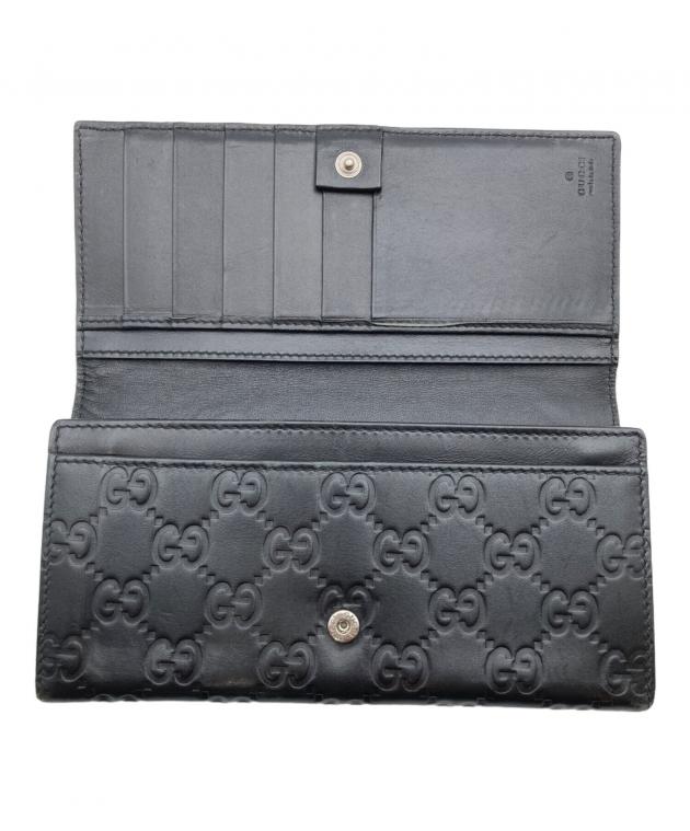 中古・古着通販】GUCCI (グッチ) グッチシマ レザー長財布 ブラック