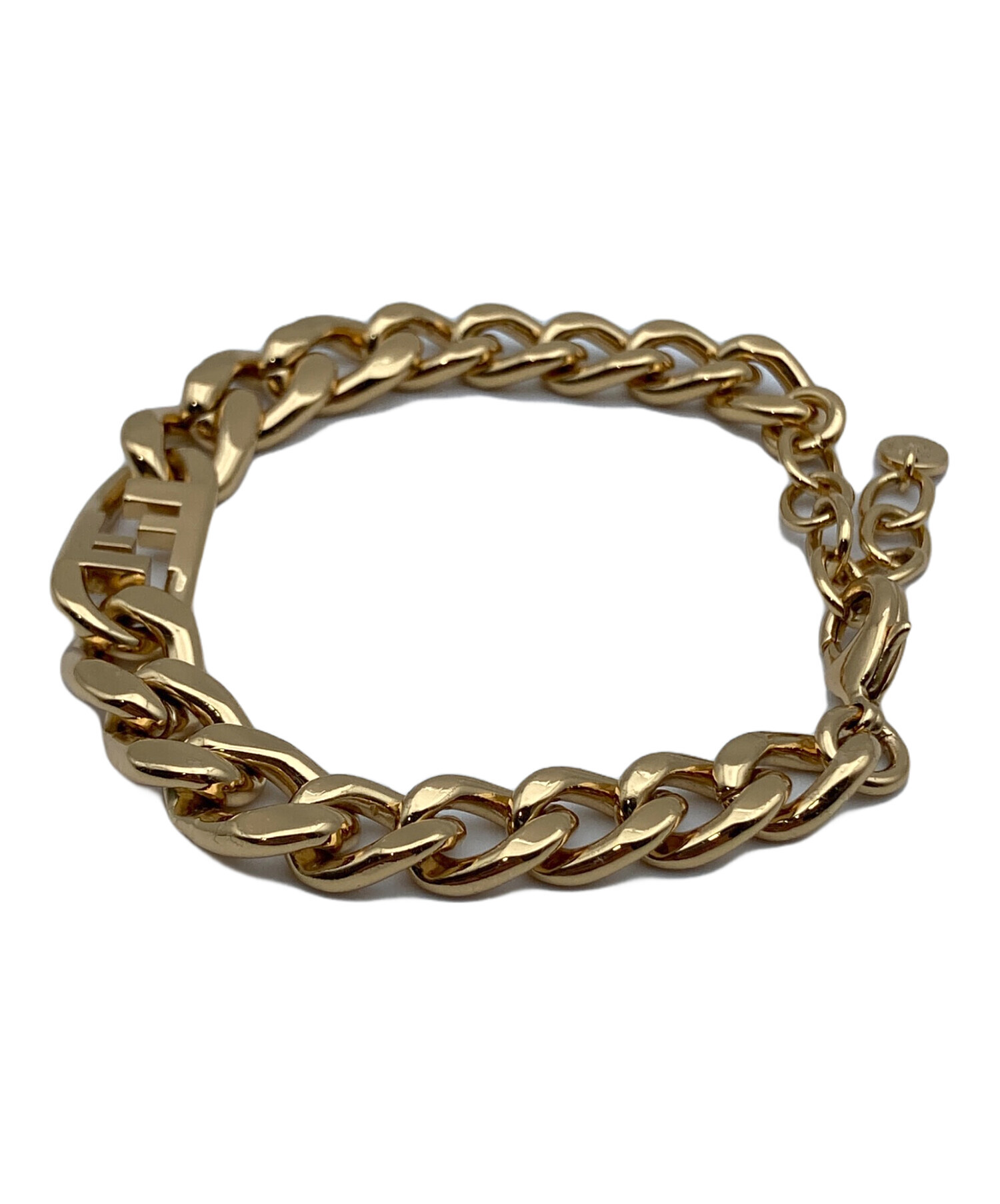 FENDI バングル ブレスレット ゴールドカラー❦ 中古・古着通販】FENDI (フェンディ) FFチェーンブレスレット ゴールド