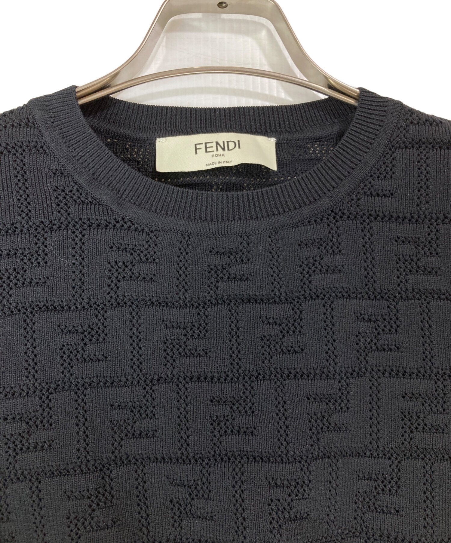 FENDIモヘアクロップドニット 38 中古・古着通販】FENDI (フェンディ) ズッカ柄クロップドニット