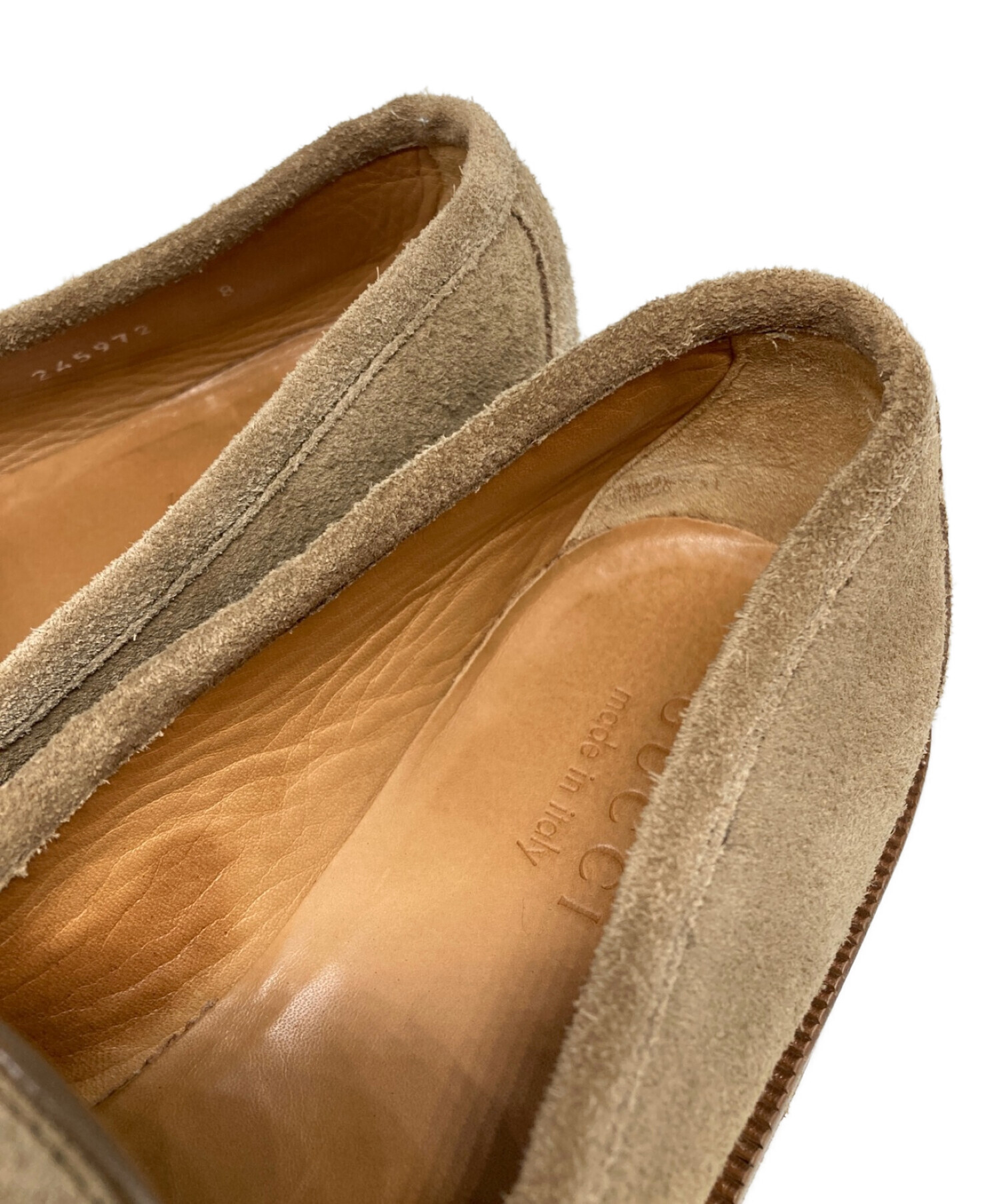 中古・古着通販】GUCCI (グッチ) スエードビットローファー ベージュ