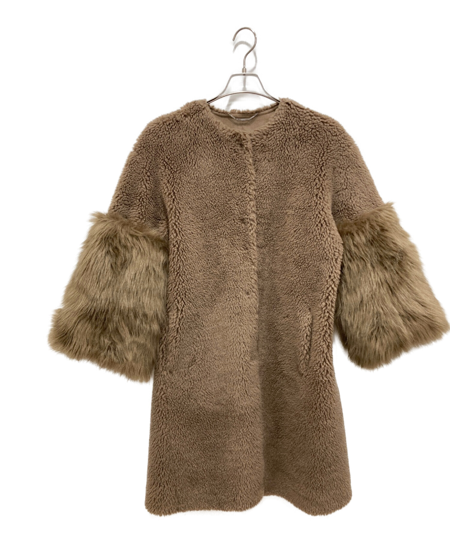 新品　未使用　セルフォード ファーコート ボア　ベージュ 36 S 袖取り外し可 中古・古着通販】CELFORD (セルフォード) 袖ファー付きボアコート