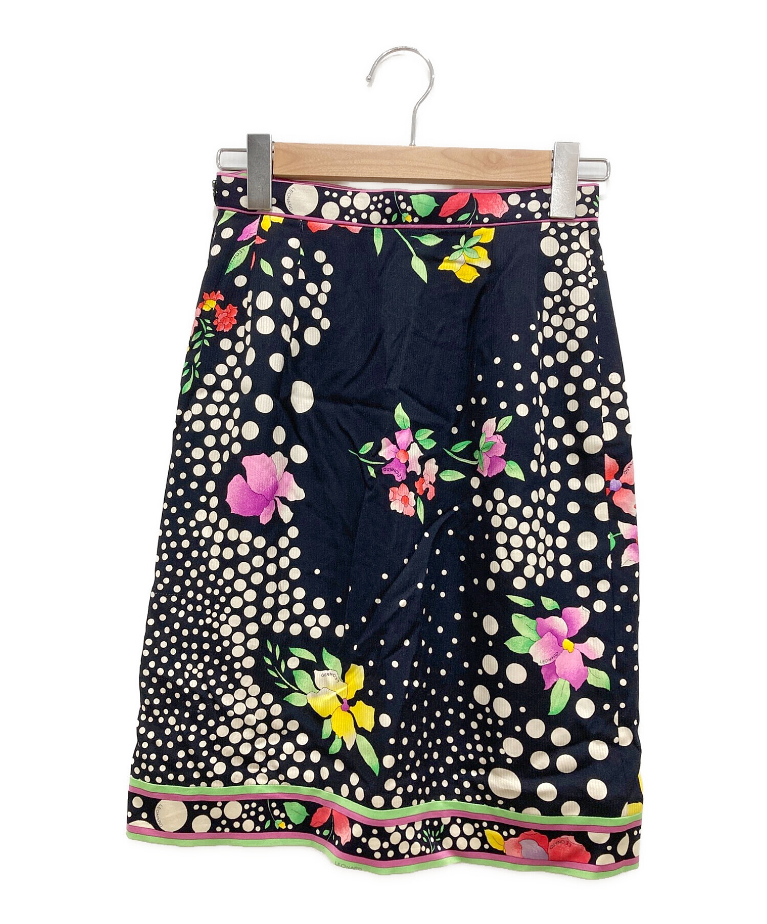 中古・古着通販】LEONARD (レオナール) 総柄シルクスカート ブラック