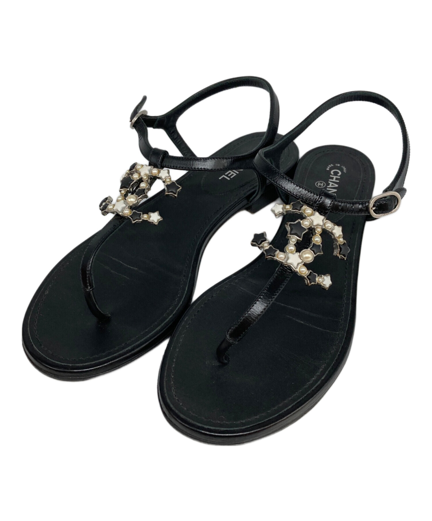 CHANEL ブラック トングサンダル37