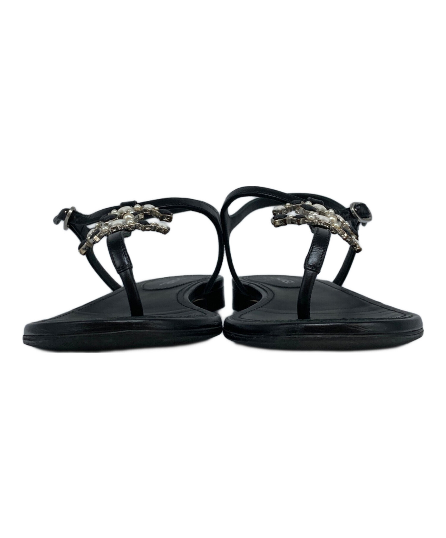 シャネル　CHANEL サンダル　37 ブラック CHANEL ブラック トングサンダル37