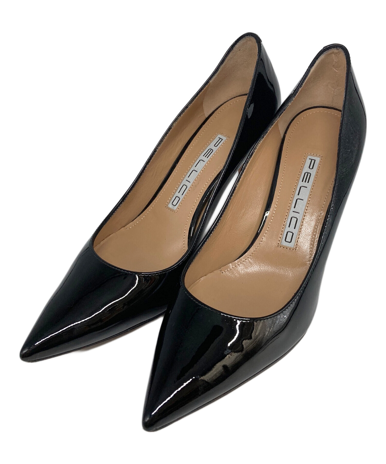 中古・古着通販】PELLICO (ペリーコ) ヒールパンプス ブラック 中古・古着通販】PELLICO (ペリーコ) ヒールパンプス ブラック