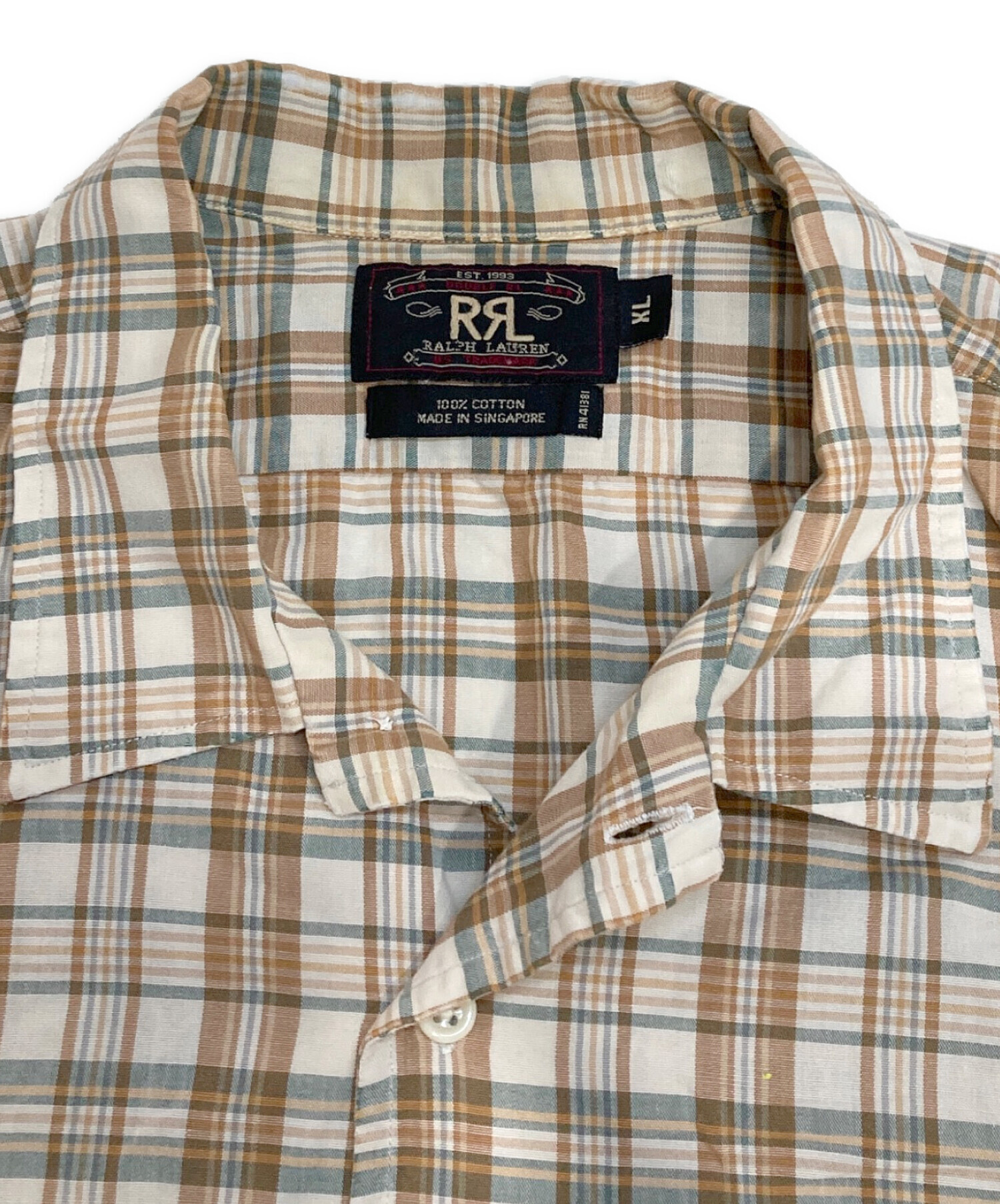 中古・古着通販】RRL (ダブルアールエル) 半袖グランパシャツ ベージュ 