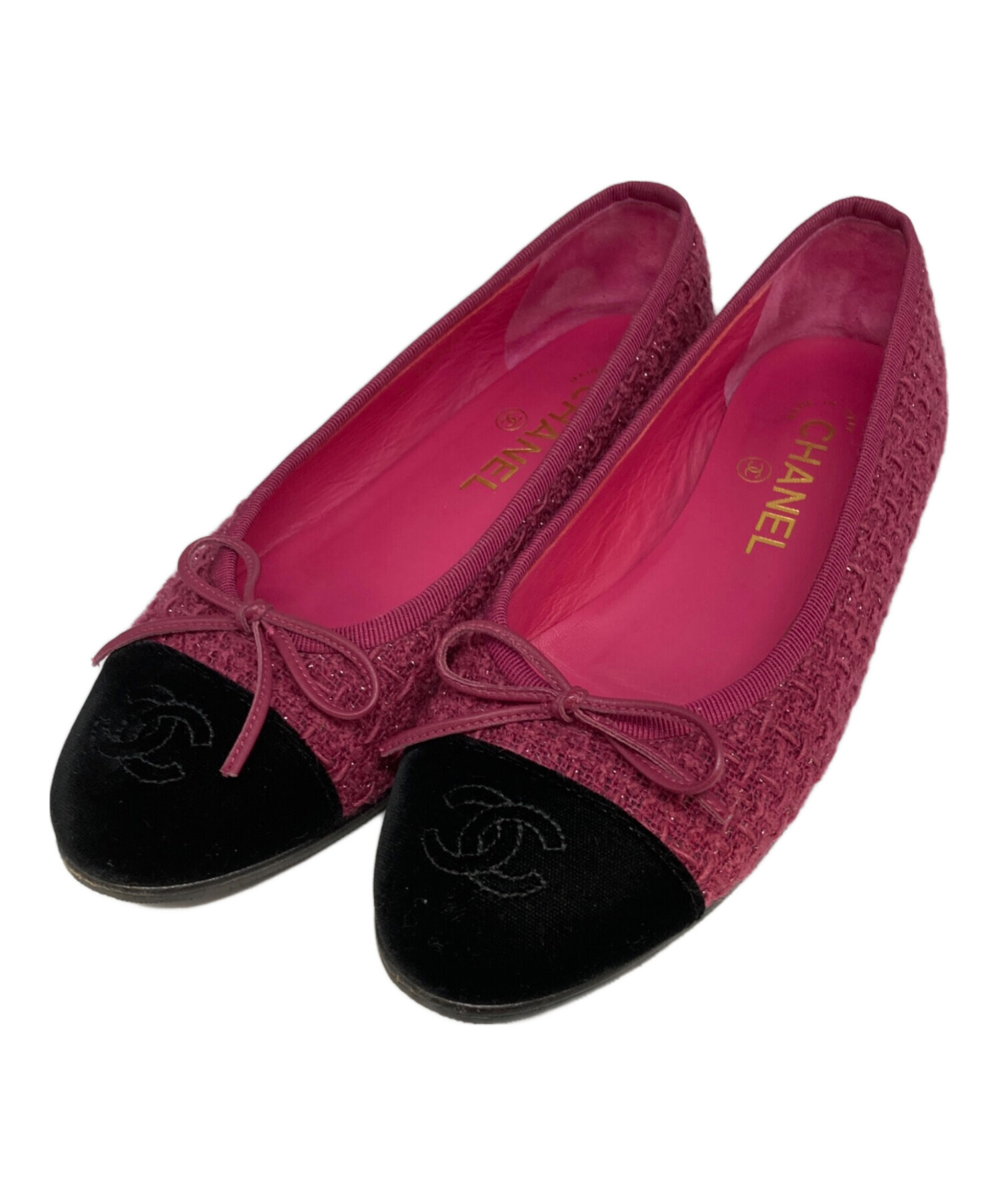 CHANEL ツイード フラットシューズ 中古・古着通販】CHANEL (シャネル) ツイードフラットシューズ