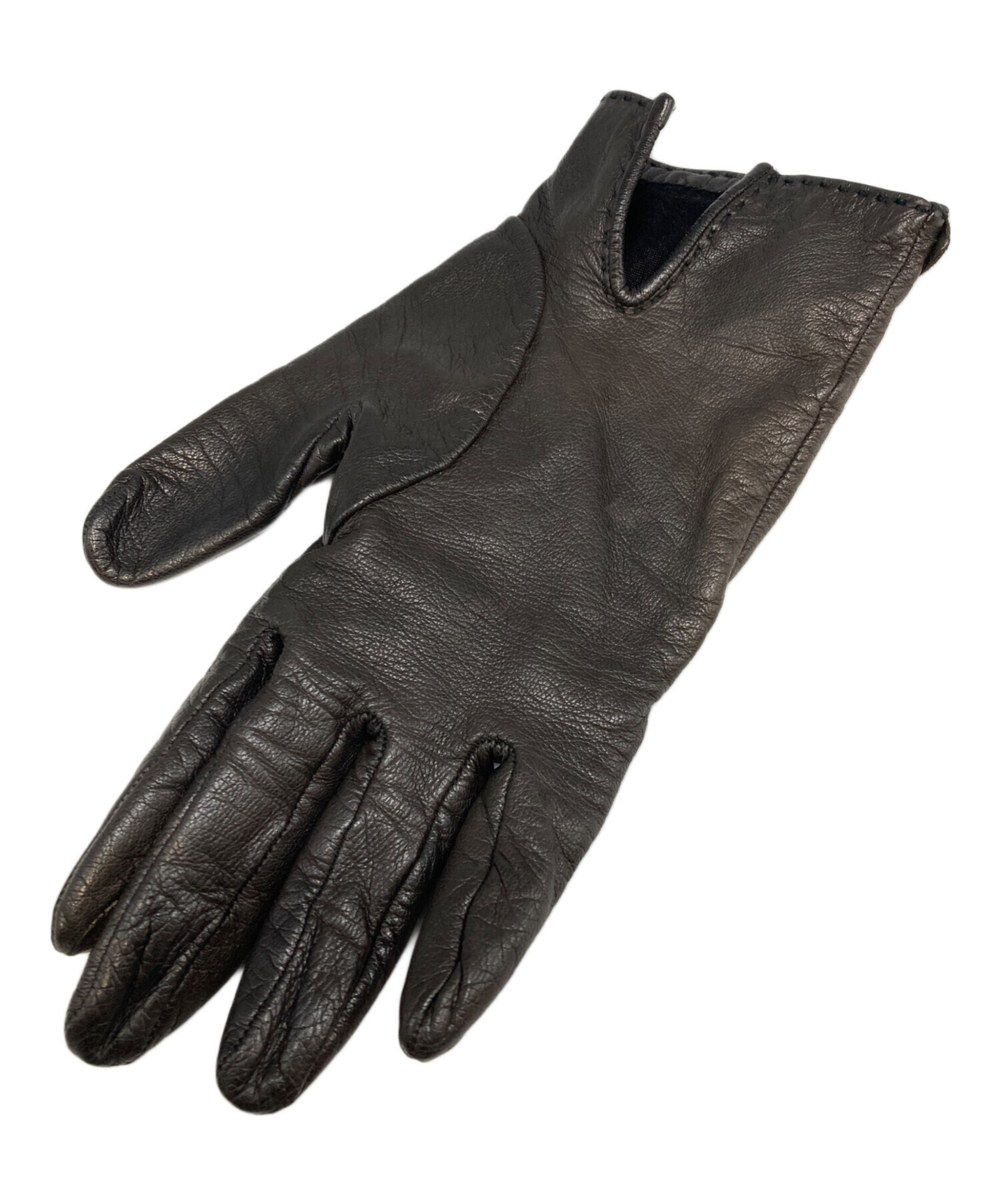 HERMES ケリー バーキン レザーグローブ 中古・古着通販】HERMES (エルメス) ケリー装飾レザーグローブ