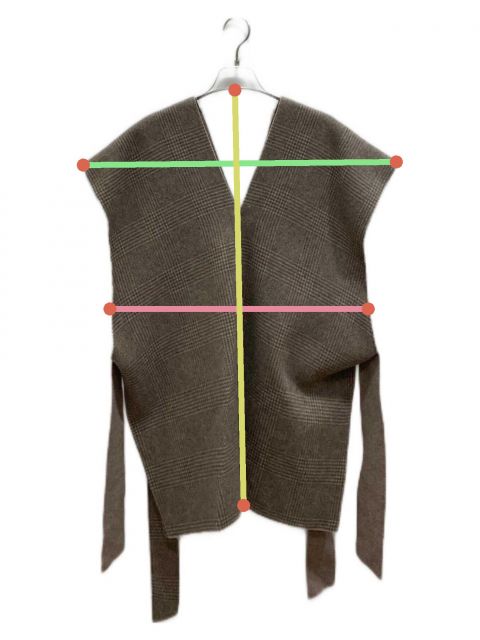 中古・古着通販】YORI (ヨリ) グレンチェックジレ ベージュ サイズ