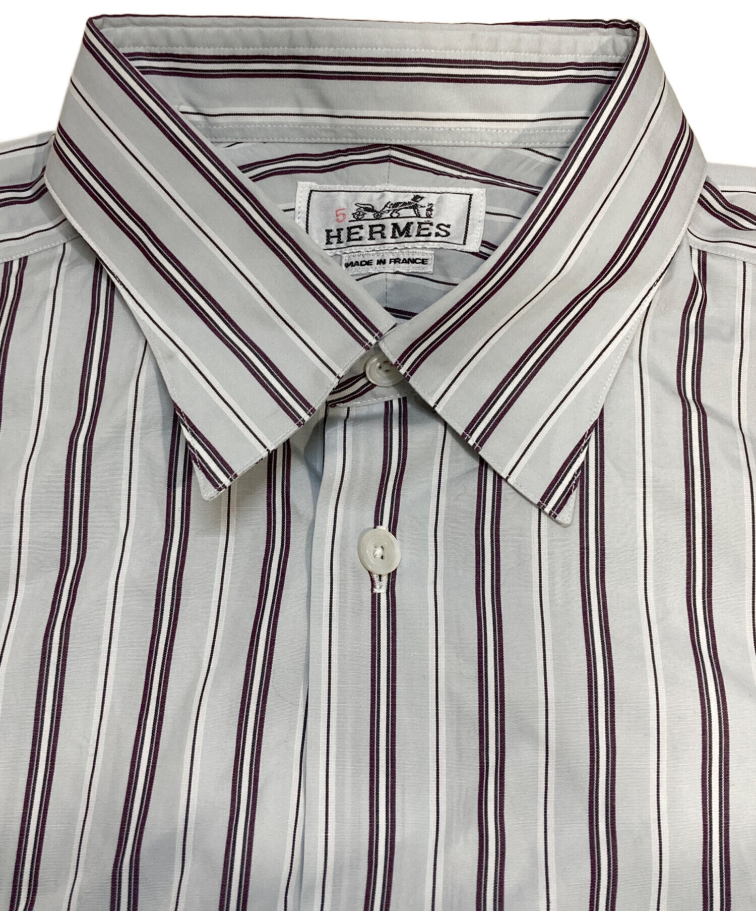 中古・古着通販】HERMES (エルメス) 袖セリエボタンストライプシャツ
