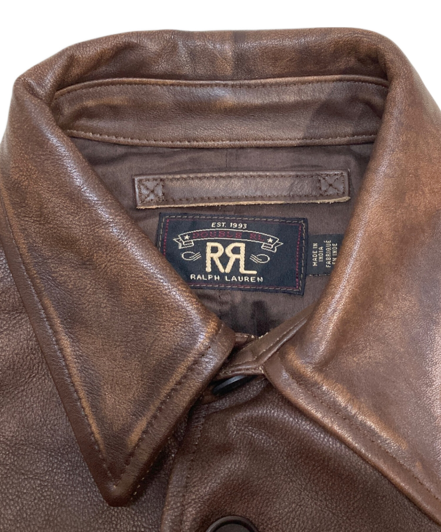 中古・古着通販】RRL (ダブルアールエル) レザーカーコート ブラウン