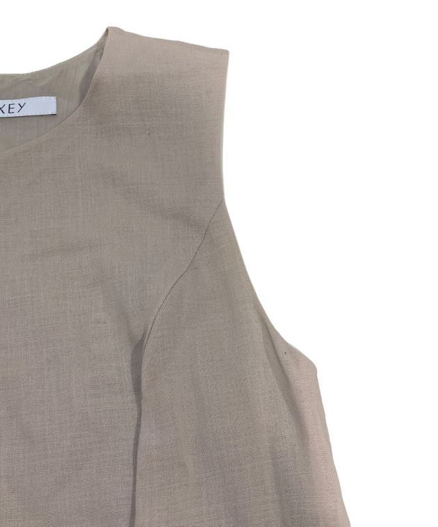 中古・古着通販】FOXEY (フォクシー) ノースリーブワンピース ベージュ