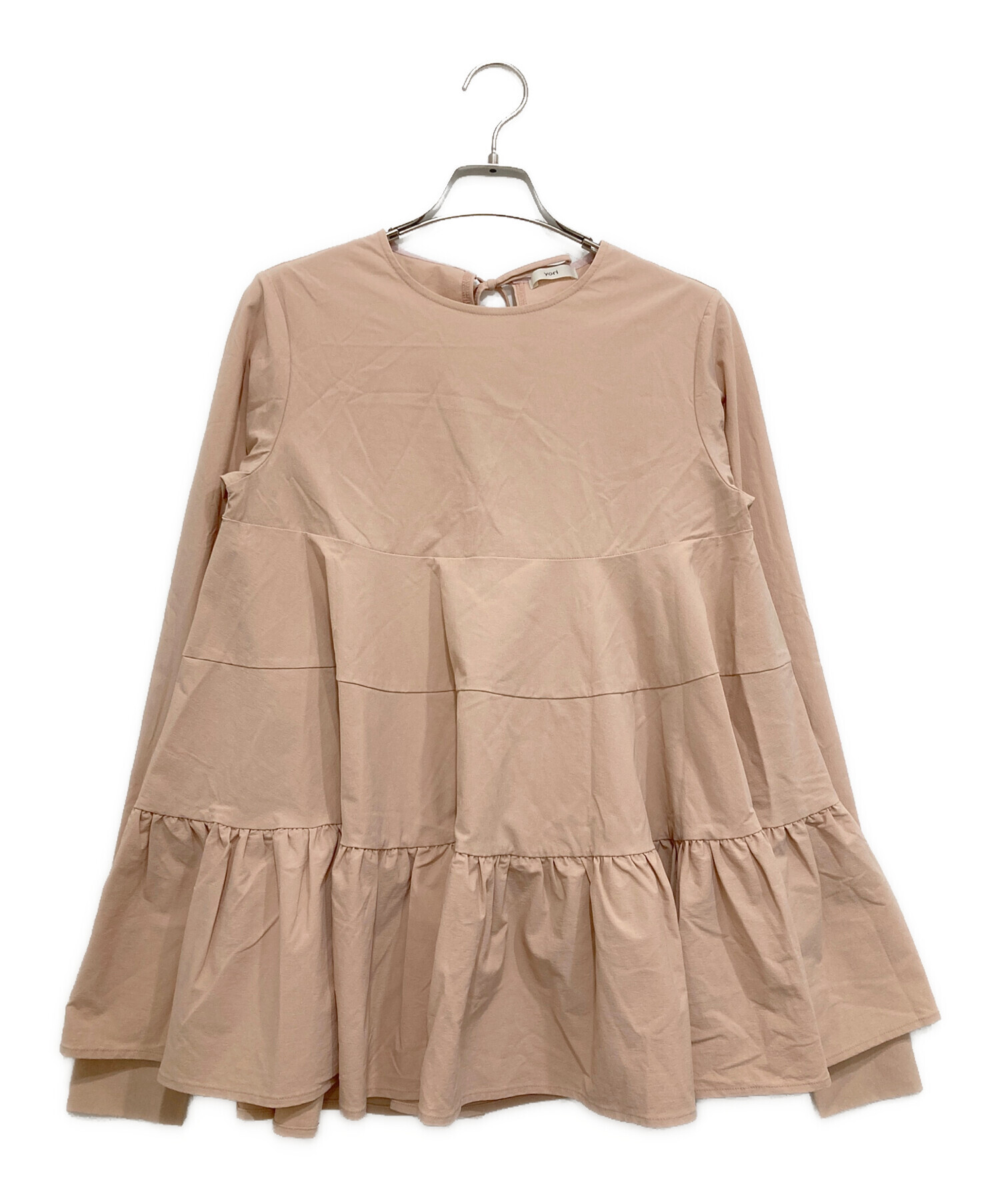 【yori】ヨリ　新品未使用　ティアードカットソー　フレアスリーブ ピンク yori】ヨリ 新品未使用 ティアードカットソー フレアスリーブ ピンク 9