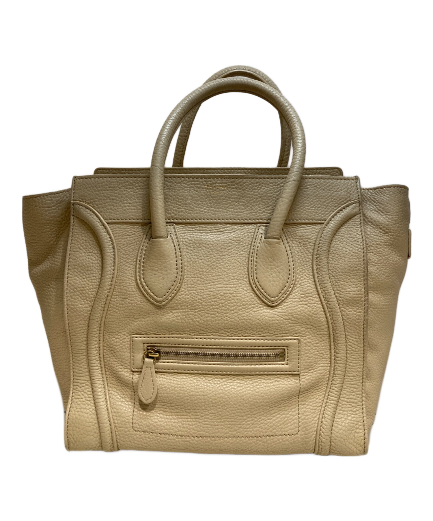 CELINE ロゴ入り ベージュ ハンドバッグ