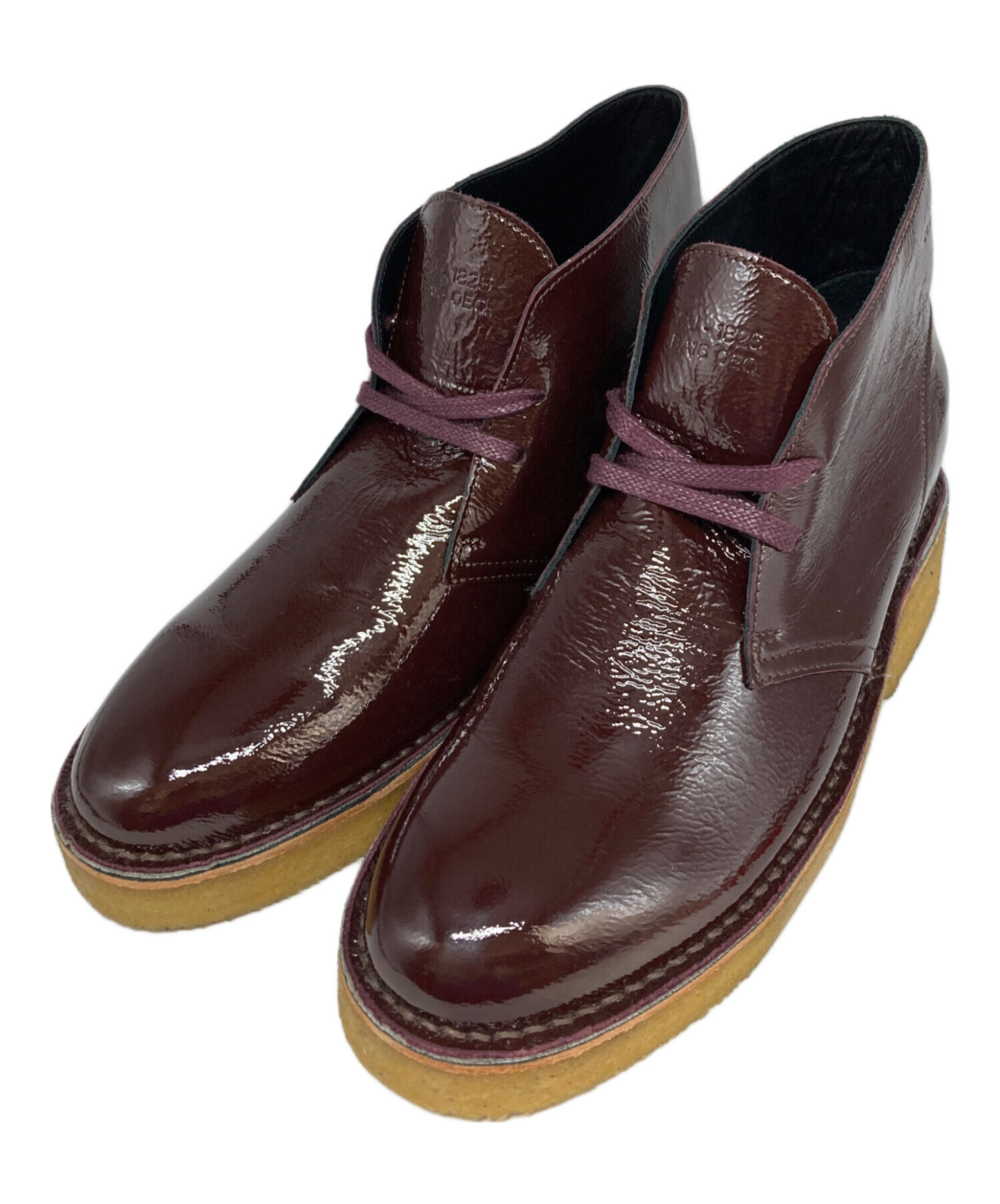 中古・古着通販】CLARKS (クラークス) 厚底エナメルチャッカーブーツ 