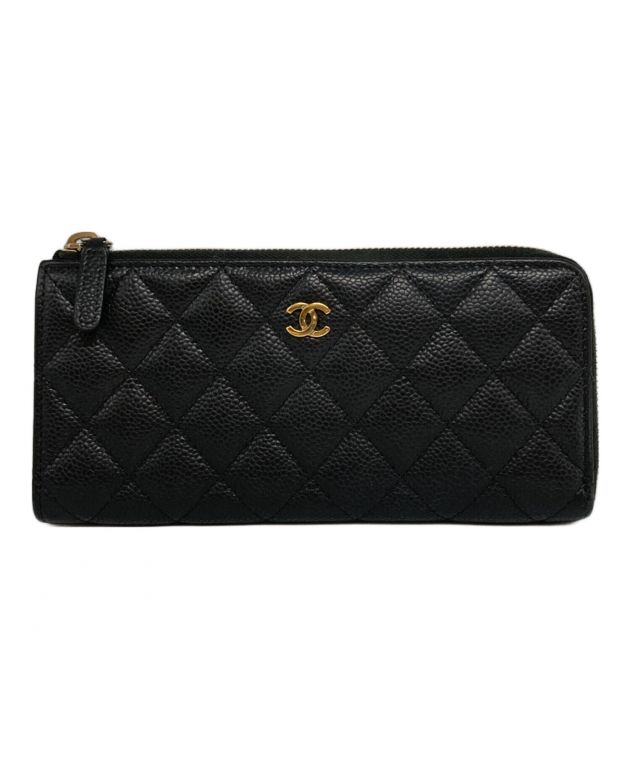 中古 シャネル 長財布ラウンドファスナー レディース ブランド CHANEL ロング ジップウォレット ブラック 財布 中古・古着通販CHANEL (シャネル) ラウンドファスナー長財布