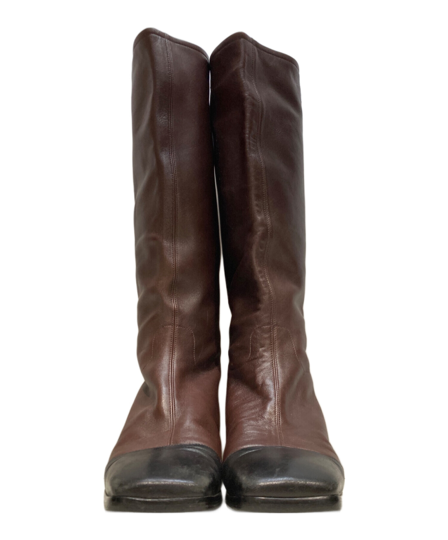 美品シャネルロングスエードブーツ36½ダークブラウン 中古・古着通販】CHANEL (シャネル) スクエアトゥロングブーツ