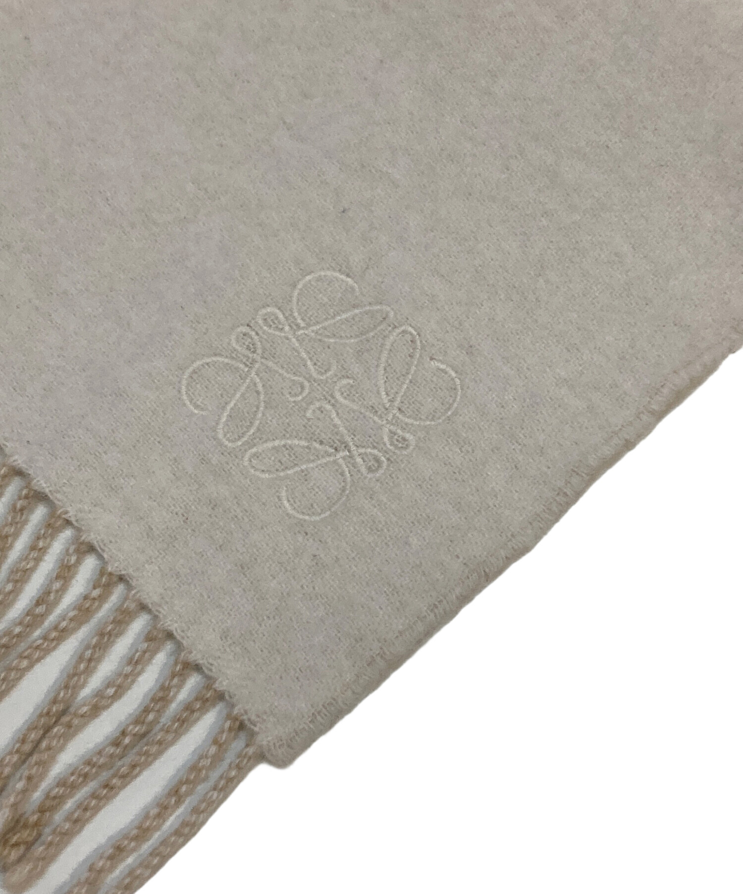 中古・古着通販】LOEWE (ロエベ) 刺繍ウールマフラー ベージュ サイズ