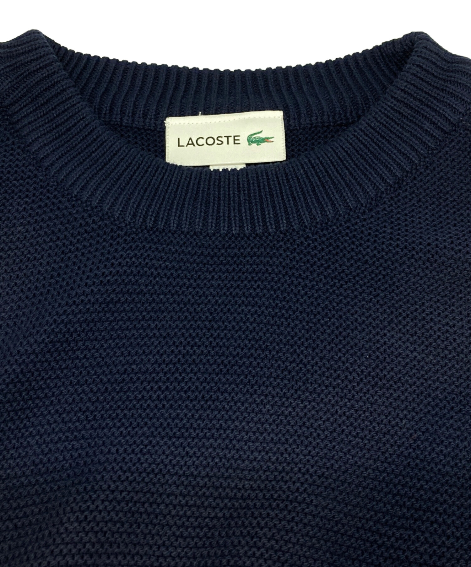 新品タグ付き ラコステLACOSTE ニット ネイビー メンズ 中古・古着通販】LACOSTE (ラコステ) ミドルゲージミリタリーニット
