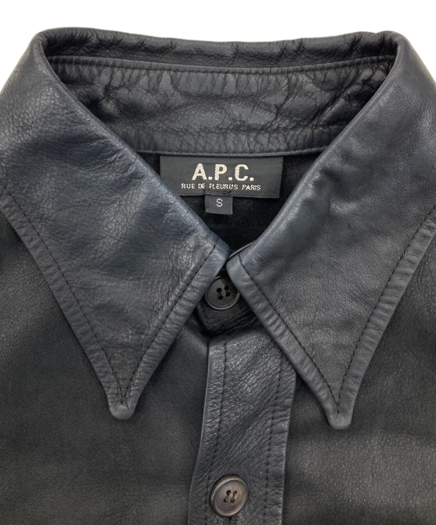 中古・古着通販】A.P.C. (アーペーセー) レザーシャツ ブラック